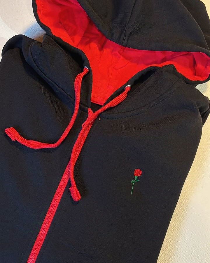 FORTBLAKE CLASSIC BLACK/RED BICOLOR ZIP HOODIE