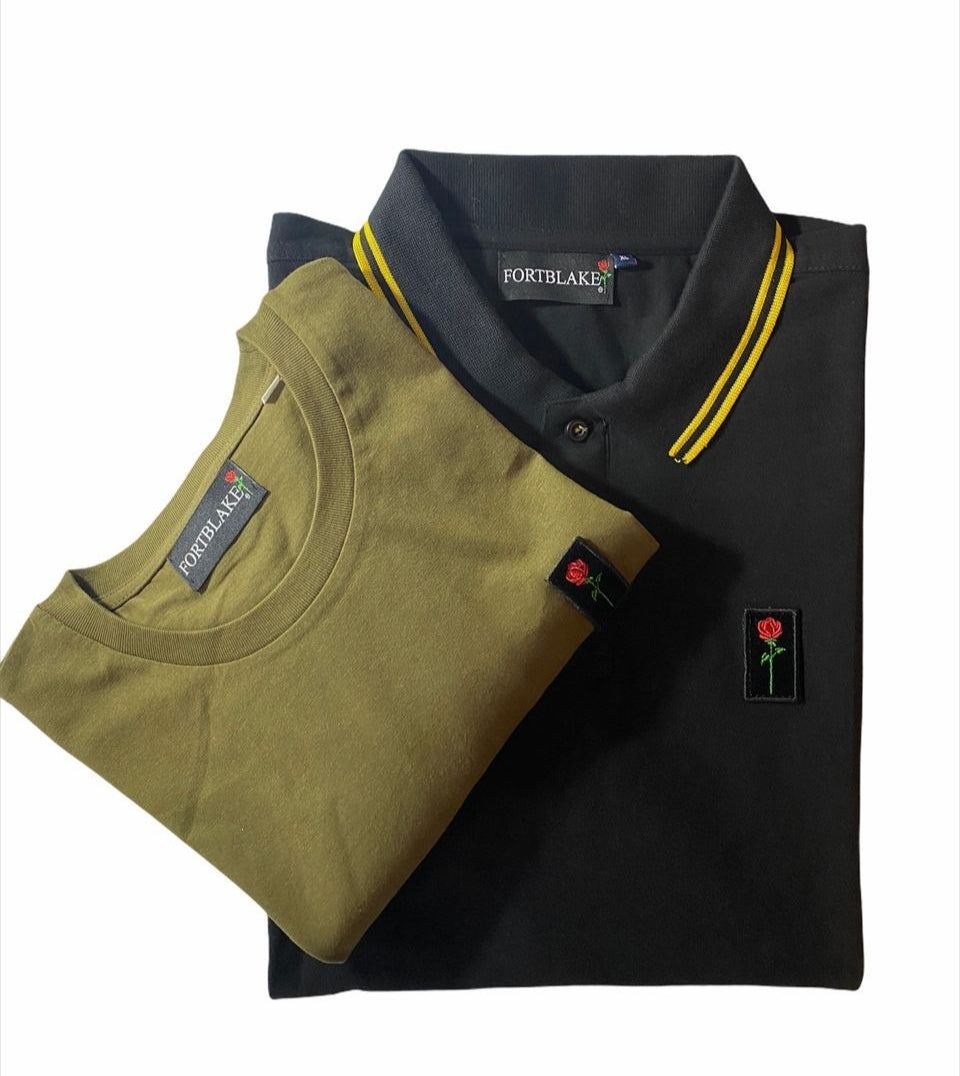 FORTBLAKE BLACK/YELLOW TIPPED POLOSHIRT