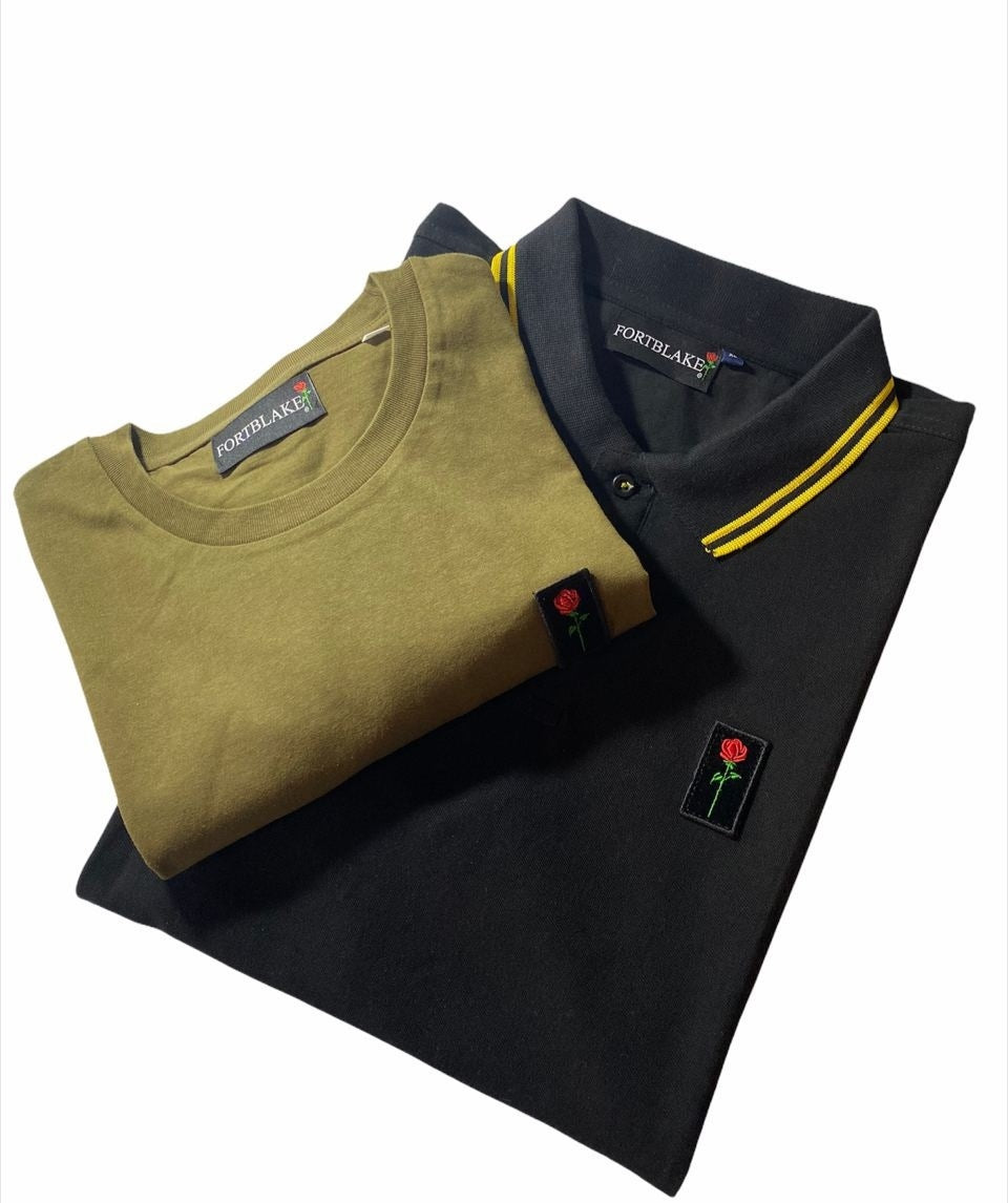 FORTBLAKE BLACK/YELLOW TIPPED POLOSHIRT