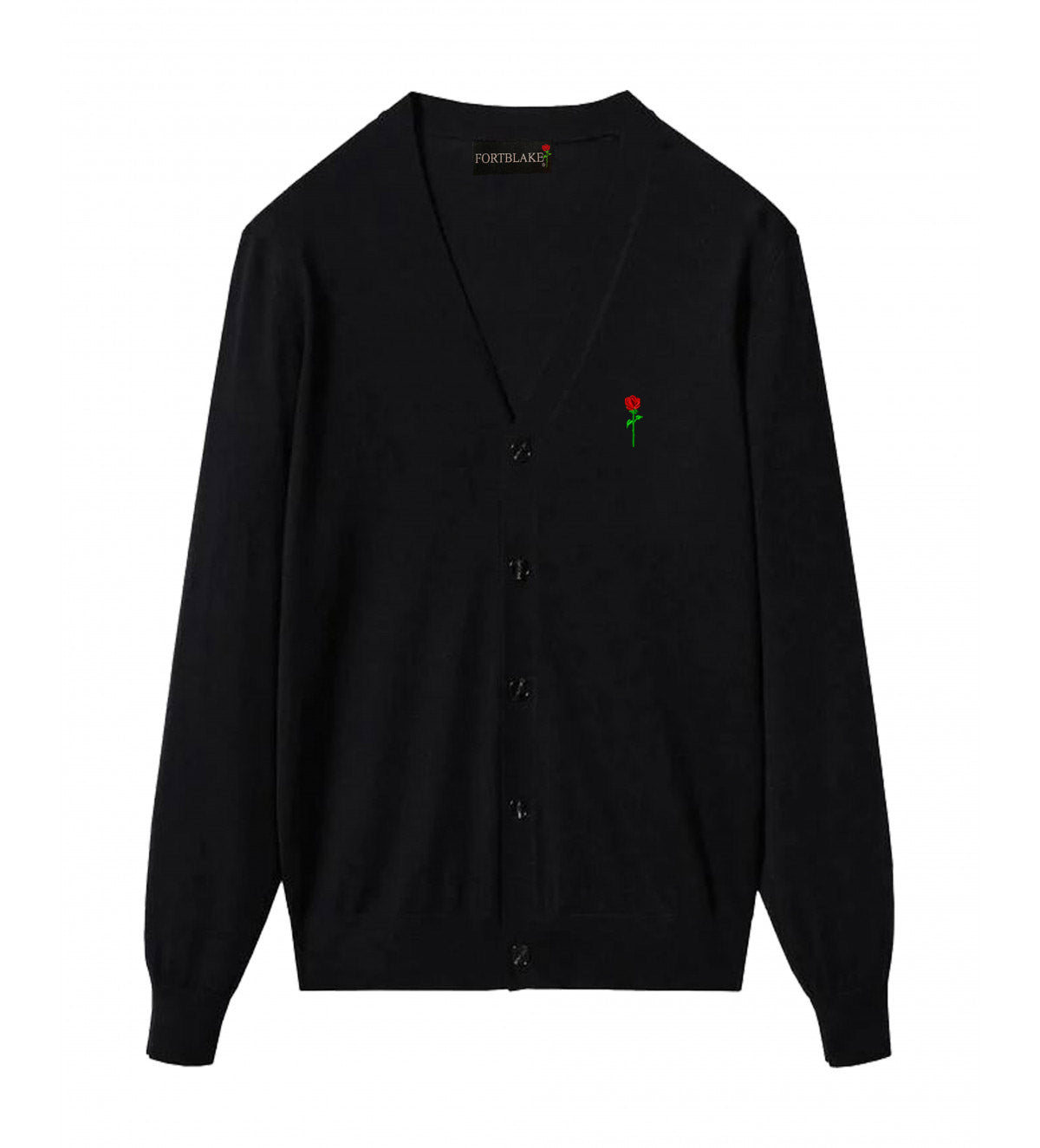 FORTBLAKE CLASSIC BLACK BUTTON CARDIGAN