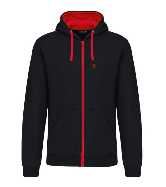 FORTBLAKE CLASSIC BLACK/RED BICOLOR ZIP HOODIE