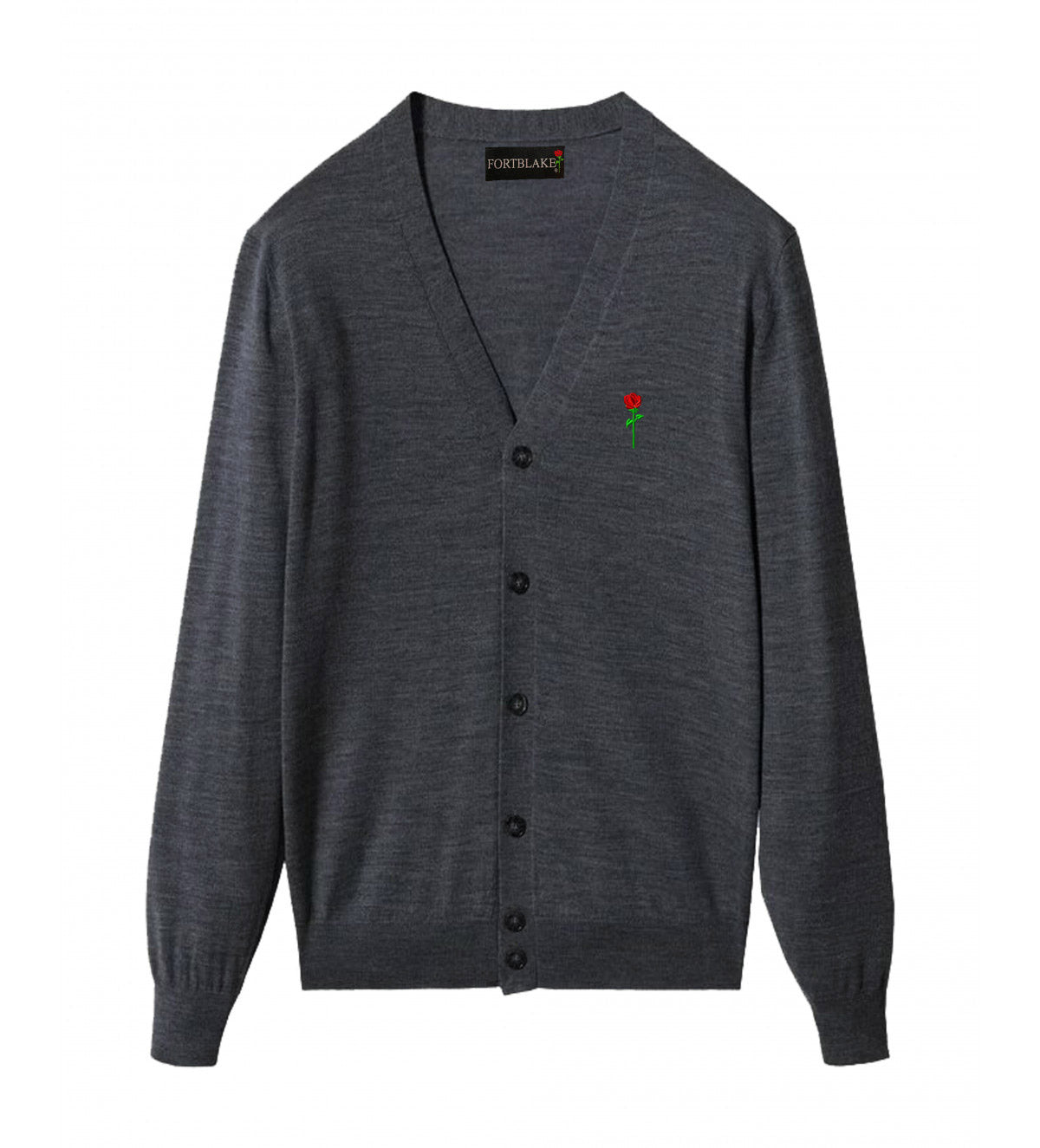 FORTBLAKE CLASSIC DARKGREY BUTTON CARDIGAN