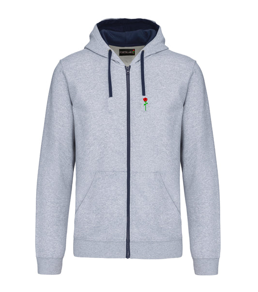 FORTBLAKE CLASSIC SPORTGREY/NAVY BICOLOR ZIP HOODIE