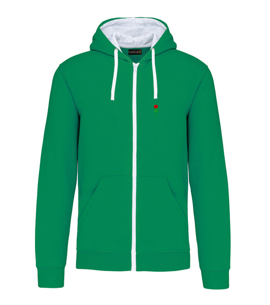 FORTBLAKE CLASSIC GREEN/WHITE BICOLOR ZIP HOODIE