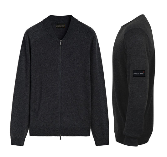 FORTBLAKE FLAG DARKGREY CARDIGAN KNITWEAR