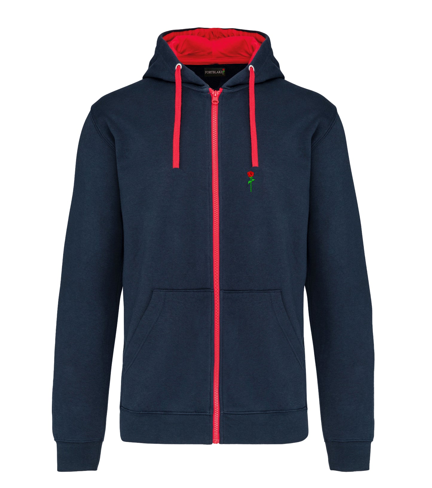 FORTBLAKE CLASSIC NAVY/RED BICOLOR ZIP HOODIE