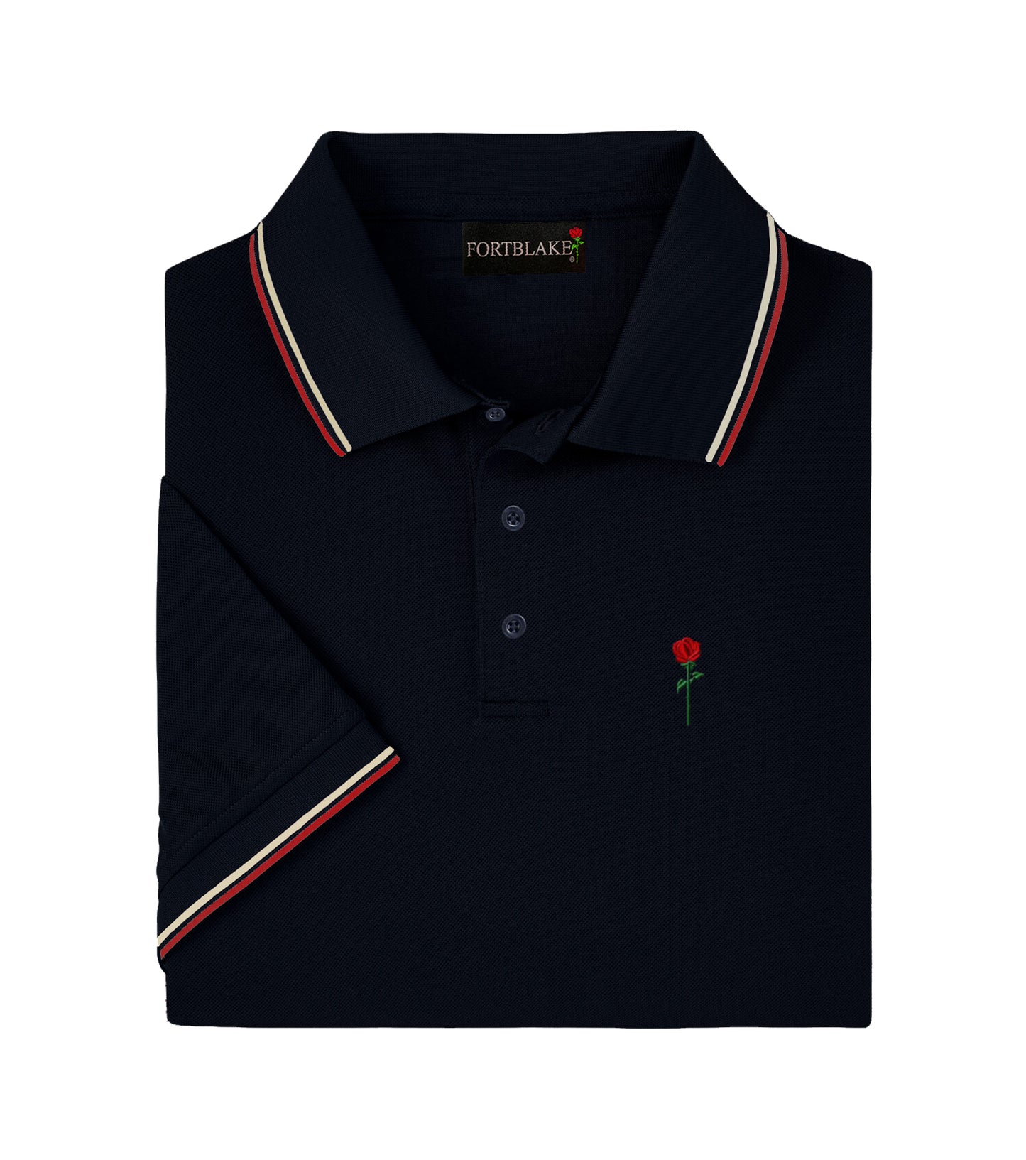 FORTBLAKE BLACK/RED/WHITE POLOSHIRT