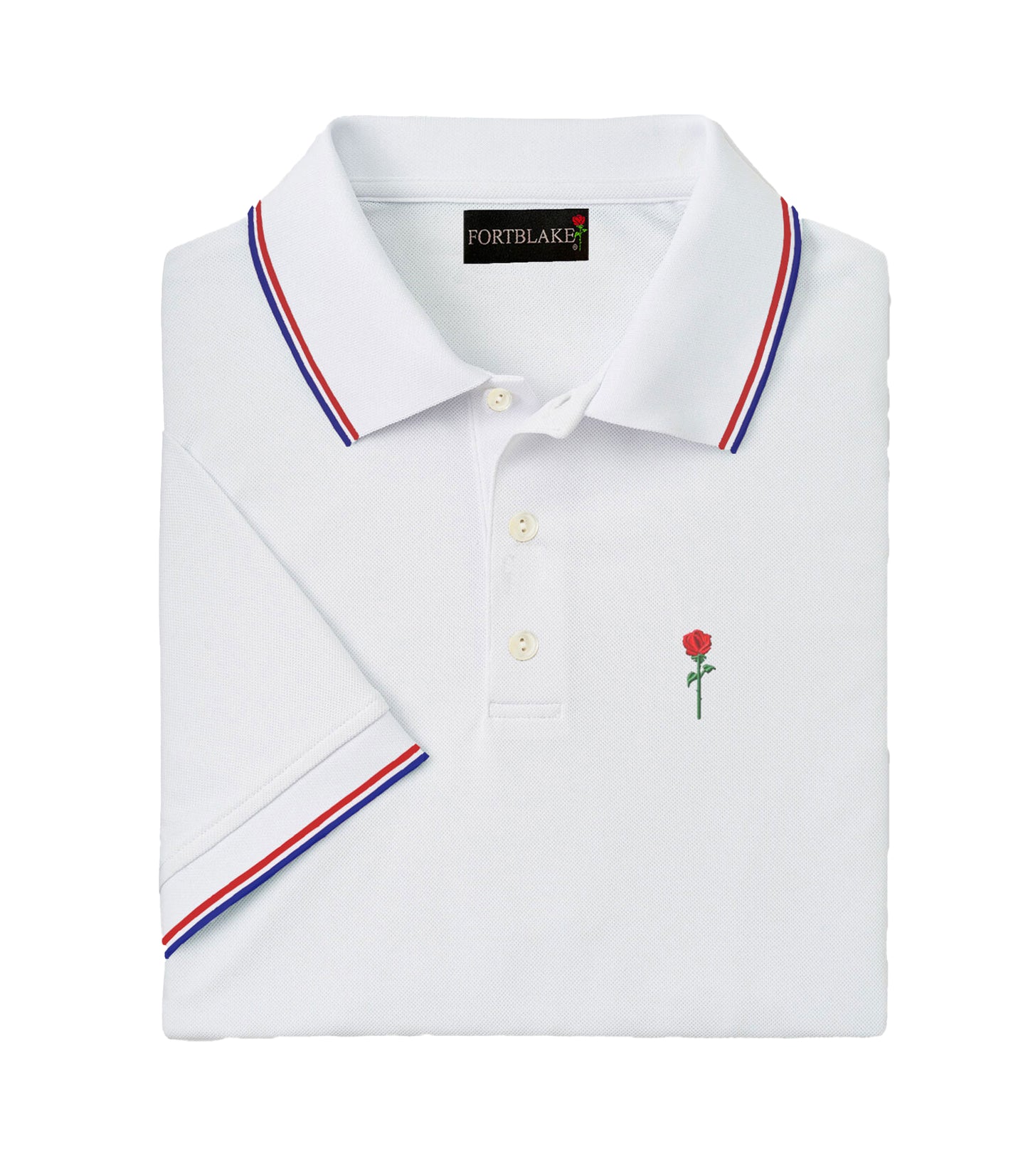 FORTBLAKE WHITE/RED/BLUE POLOSHIRT