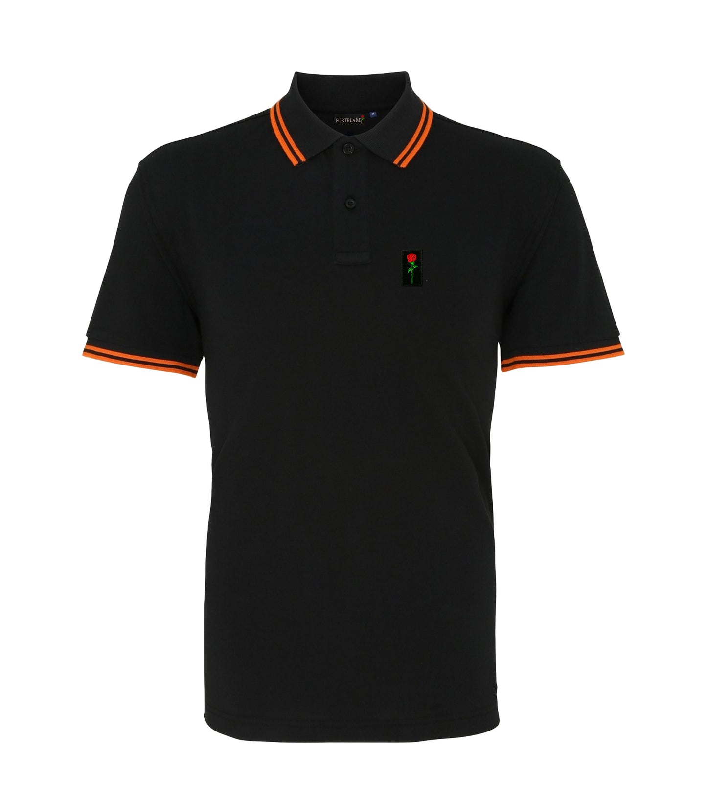 FORTBLAKE BLACK/ORANGE TIPPED POLOSHIRT