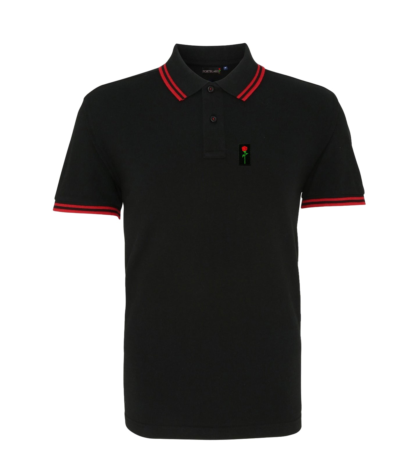 FORTBLAKE BLACK/RED TIPPED POLOSHIRT