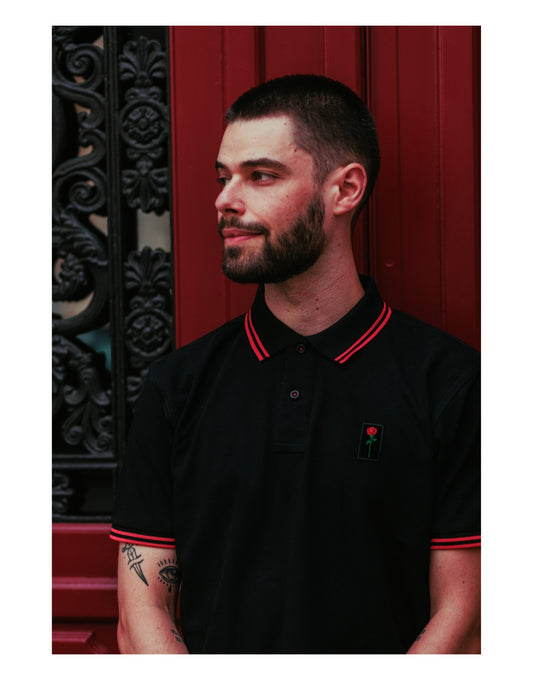 FORTBLAKE BLACK/RED TIPPED POLOSHIRT