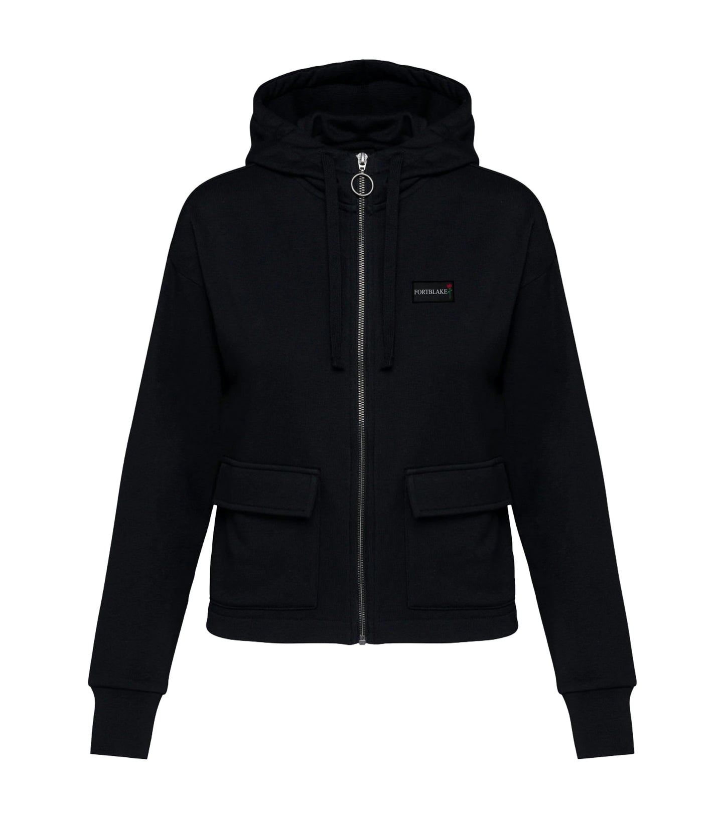 FORTBLAKE WOMAN BLACK POCKET HOODIE